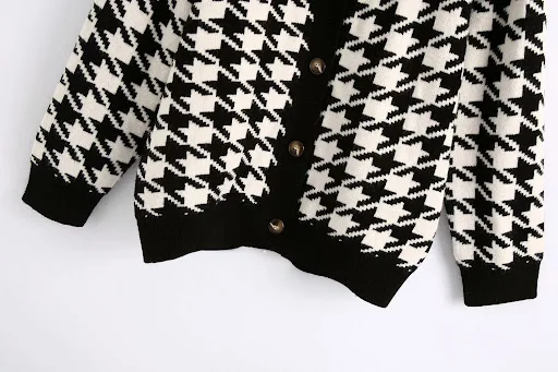 Title 5, Cardigã suéter houndstooth
