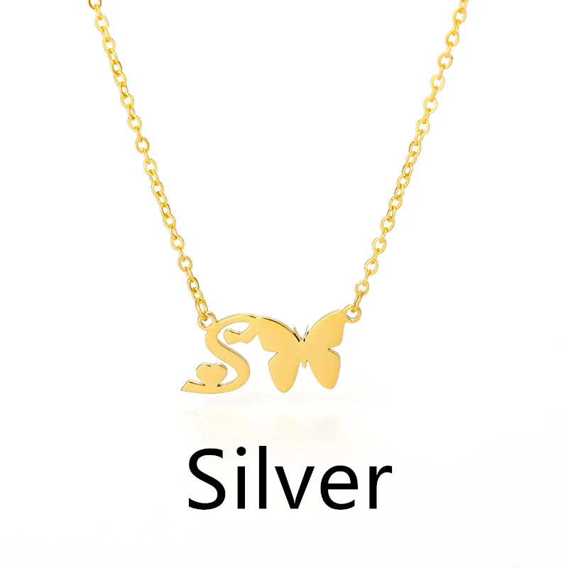 Colar com pingente de borboleta e letra inicial, um acessório elegante e personalizado para um presente especial, expressando seu estilo. — foto 8
