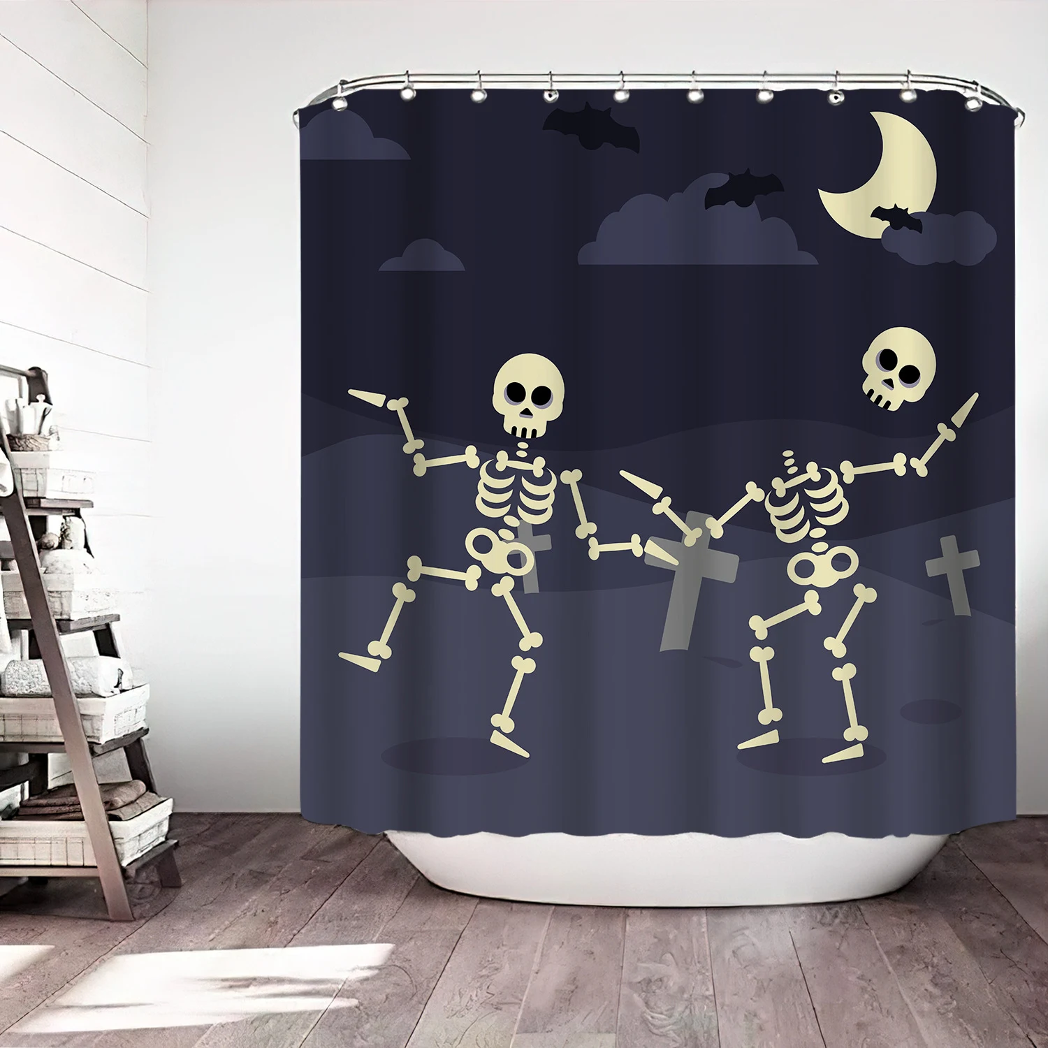 Digitaal bedrukte decoratieve sanitaire scheidingswand voor badkamer douchegordijn. Individueel ontwerp voor meer privacy en moderne uitstraling. — foto 4