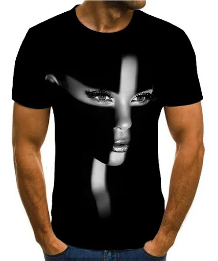 Title 2, Sexy Woman Pattern Digital Print Short Sleeve