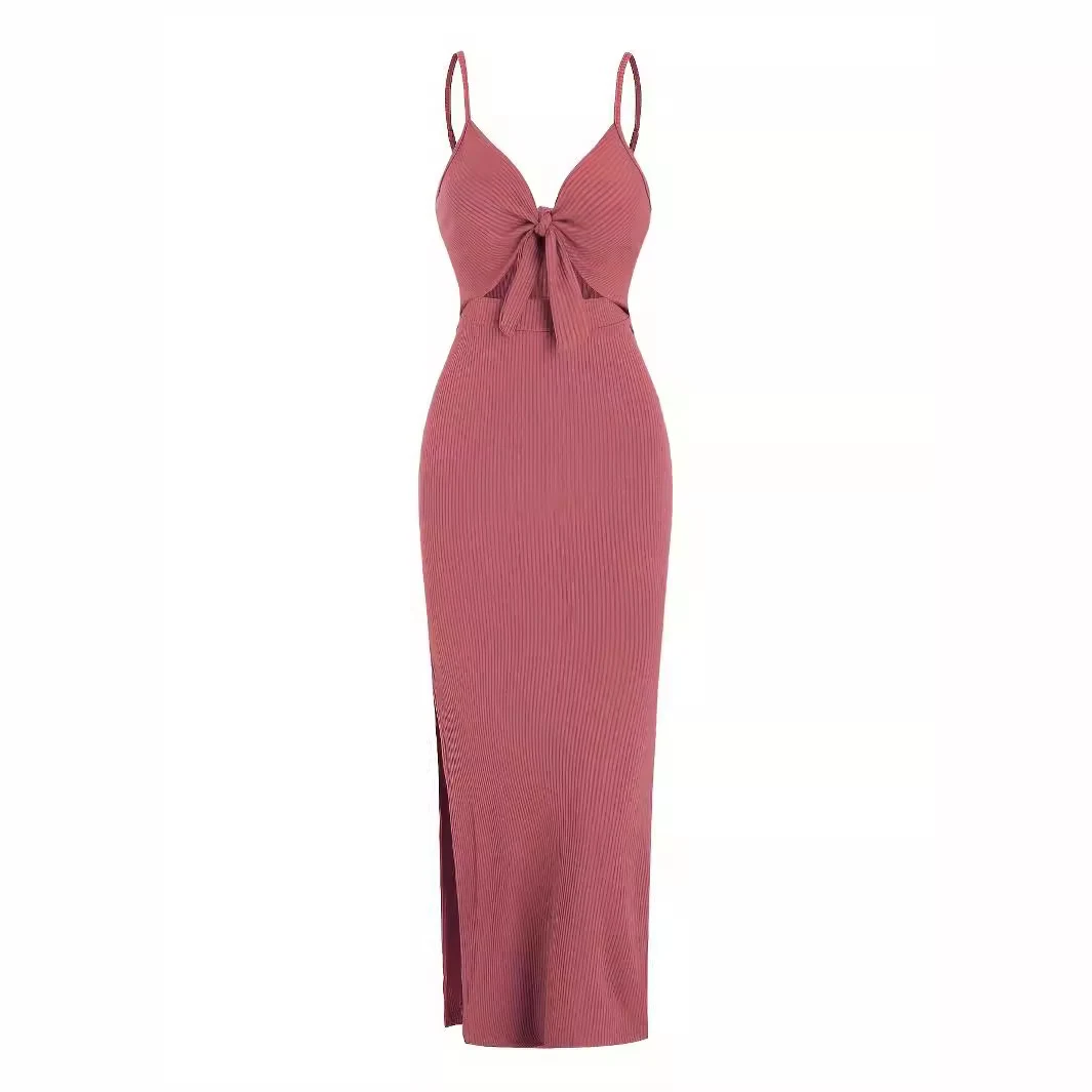 Women's Fashion Suspenders Slit Slim-fitting Dress — photo 9