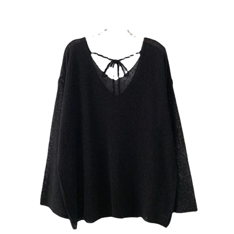 Title 5, Womens Lace-up Summer Knitted Loose Long-sleev...