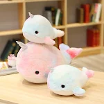 Peluche Narvalo Cartoon Colorato Morbido e Coccoloso Giocattolo per Bambini Regalo Perfetto Animali di Peluche per Divertimento e Compagnia — foto 3