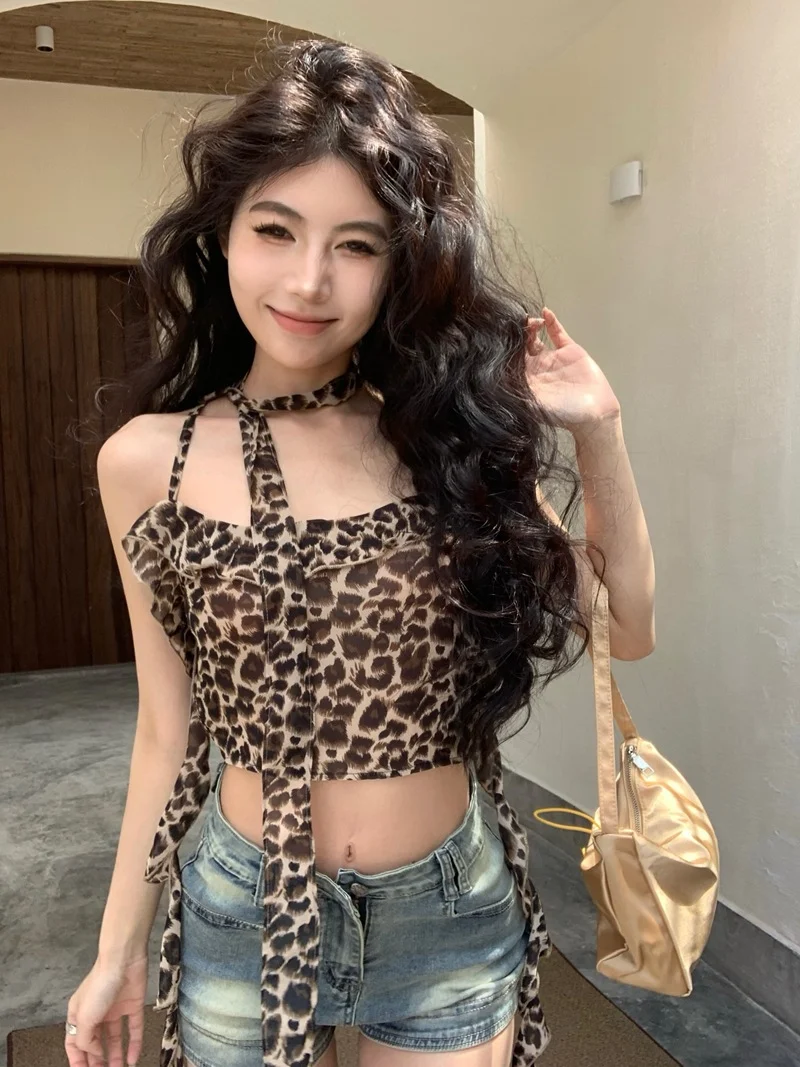 Title 8, Womens Summer Hot Girl Leopard Print Camisole