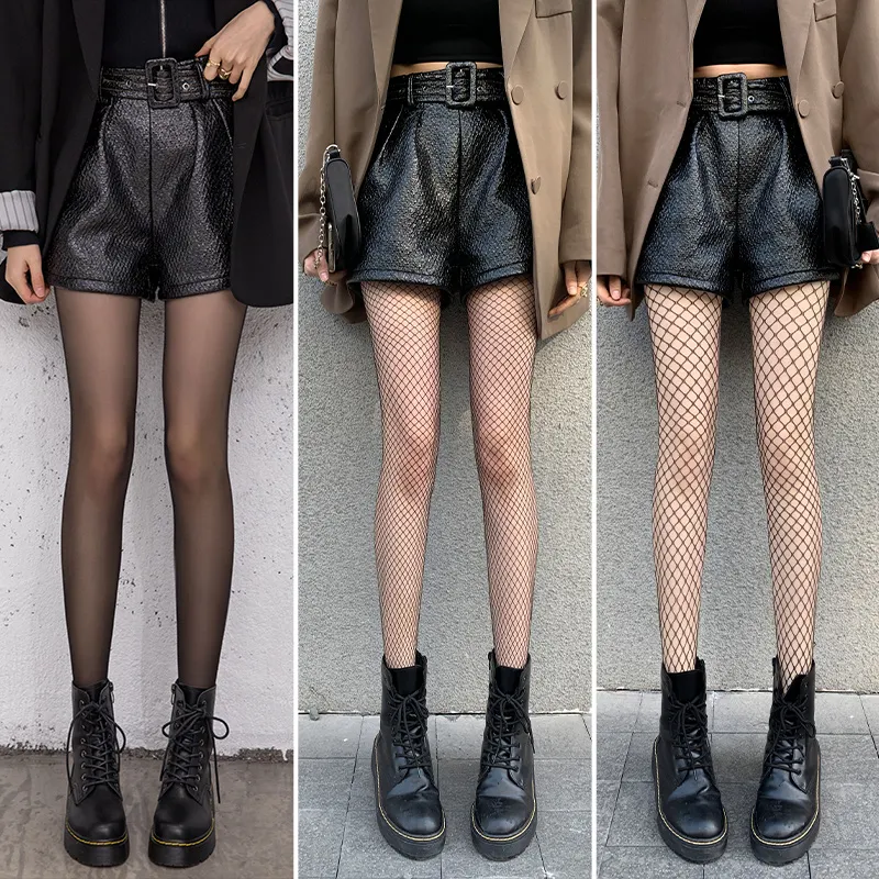 Light flesh-colored net tights, summer JK style, black with "Ins" letters, perfect for a trendy and comfortable summer o — photo 2