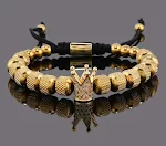Pulseira Tricotada com Coroa de Zircônia Micro-Incrustada e Olho de Tigre Natural. Design Sofisticado para Uso Diário e Presentes Memoráveis. — foto 6