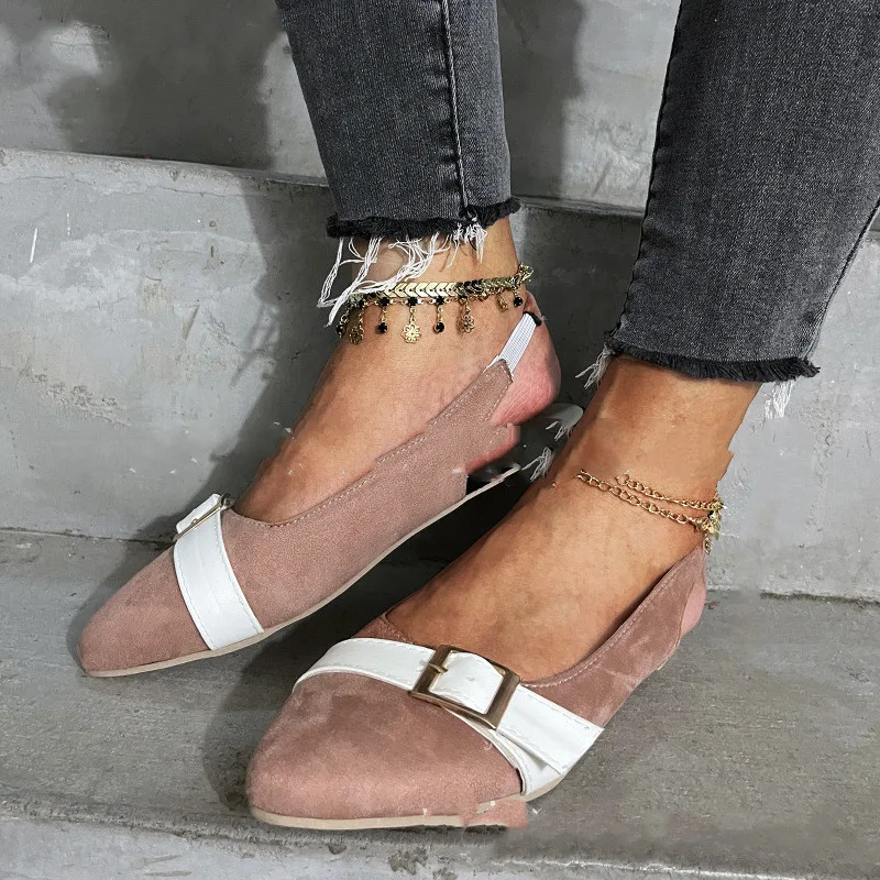 Title 5, Fashion Flat Shoes with Pointed Elastic Belt Bu...