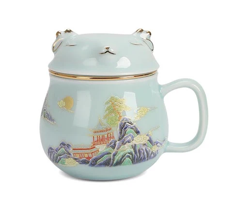 Title 1, Forbidden City Cat Ceramic Cup With Lid, Tea Wa...