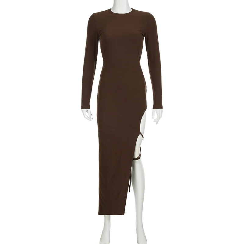 Title 6, Womens Fashion Solid Color Round Neck Long Spl...