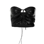 Top justo com decote sem alças, frente transpassada, alças halter e modelagem slim. Perfeito para um visual elegante e moderno. — foto 3