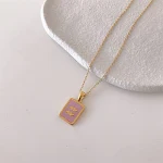 Colar com placa quadrada de runas das doze constelações coloridas, um acessório estiloso que expressa seu signo do zodíaco e personalidade. — foto 17