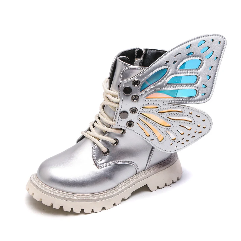 Title 7, Girls colorful short boots with wings, designe...