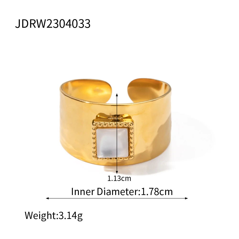 Anel Feminino Retro em Aço Inoxidável com Fritilária Incrustada, Joia de Moda Elegante e Resistente, Perfeito para Presentear. — foto 2