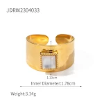 Anel Feminino Retro em Aço Inoxidável com Fritilária Incrustada, Joia de Moda Elegante e Resistente, Perfeito para Presentear. — foto 2