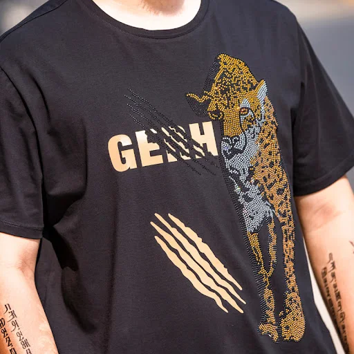 Title 11, Fashion Hot Rhinestone Leopard Plus Fat Mens T...