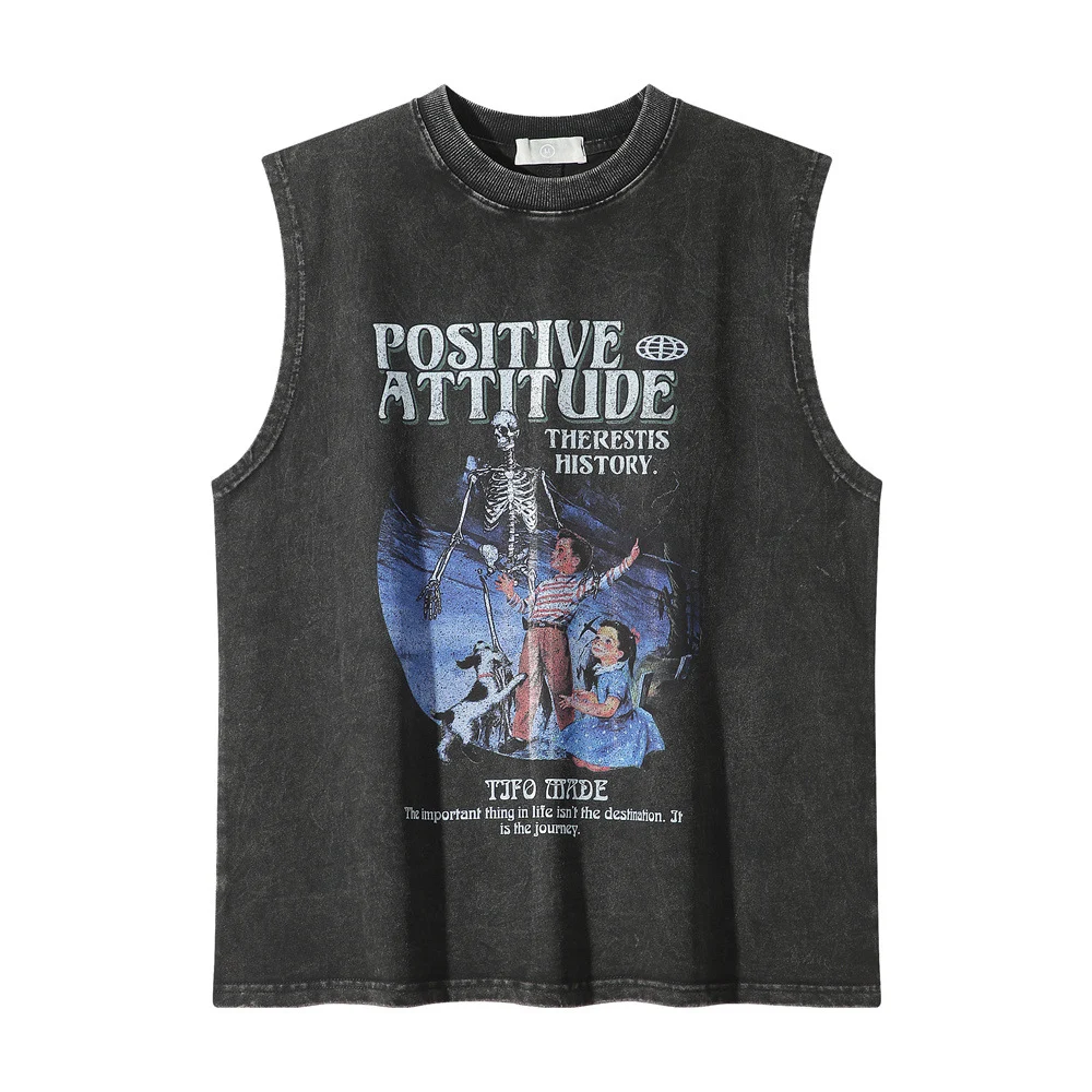 Regata masculina com gola redonda e estampa de caveira, um visual estiloso e moderno para homens que buscam conforto e personalidade em seu dia a dia. — foto 20