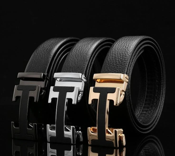 Men's automatic buckle leather belt with lychee pattern, combining style, comfort and convenience. The perfect accessory — photo 1