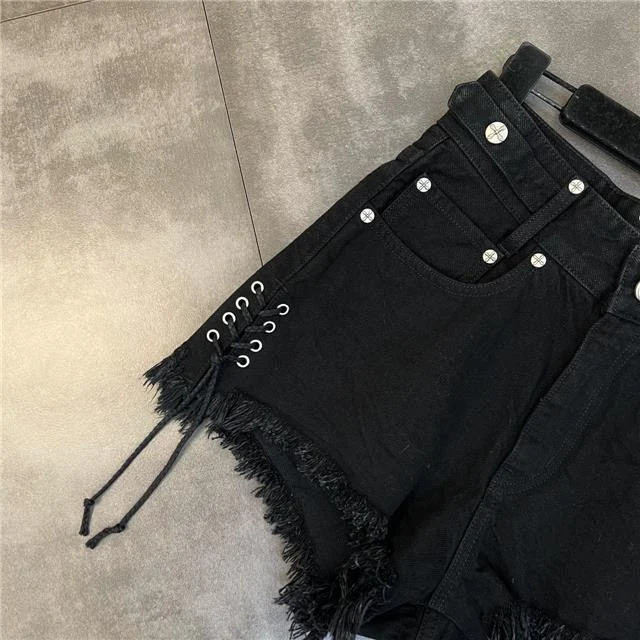 Title 6, Dames denim shorts met veters, gerafelde zoom, ...