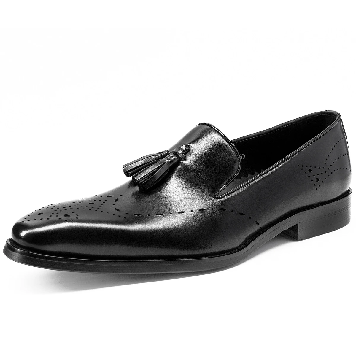 Heren zakelijke schoenen van koeienhuid met franjes in Britse stijl. Stijlvol en elegant voor de moderne professional. Duurzaam en comfortabel. — foto 2