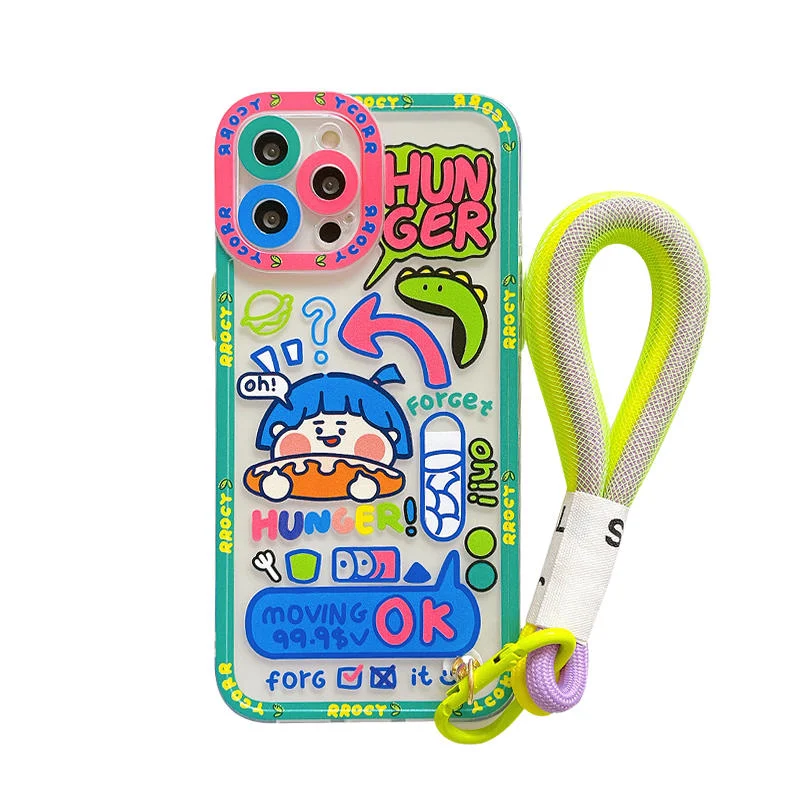 Title 1, Graffiti Girl Lanyard Silicone Phone Case, styl...