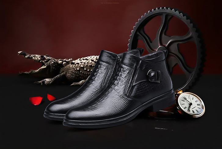 Title 4, Zapatos de cuero altos con cremallera para homb...