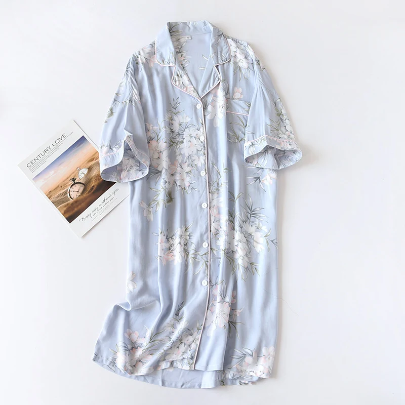 Cotton Sleeping Dress Cool Short Sleeves for Comfortable Nights. Experience a restful sleep in this lightweight, breatha — photo 6