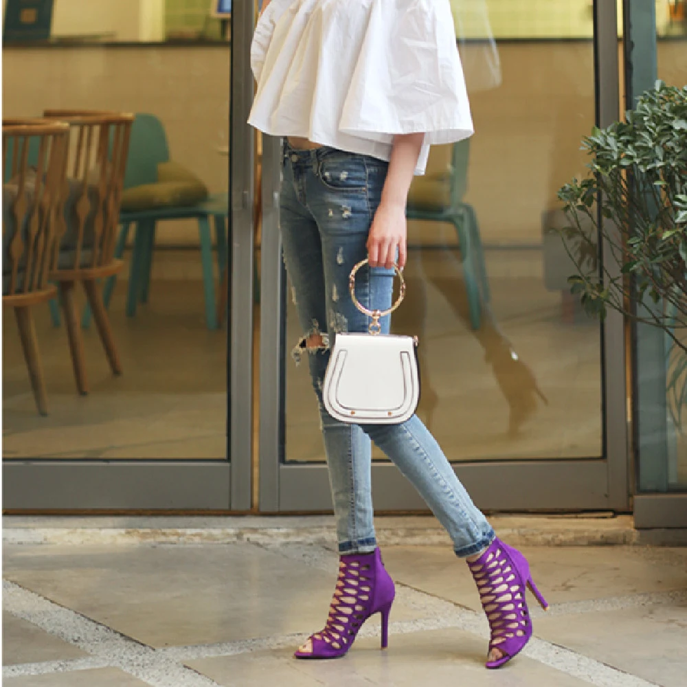 Title 5, Womens High Heeled Roman Sandals with Hollow M...