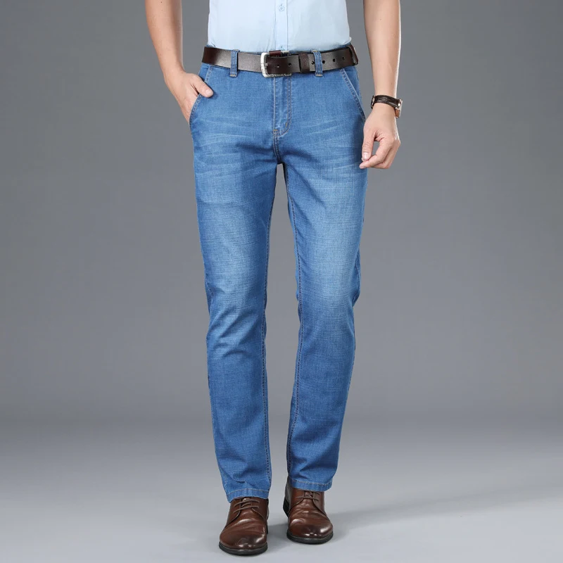 Title 4, Calças jeans retas de negócios masculinas Confo...