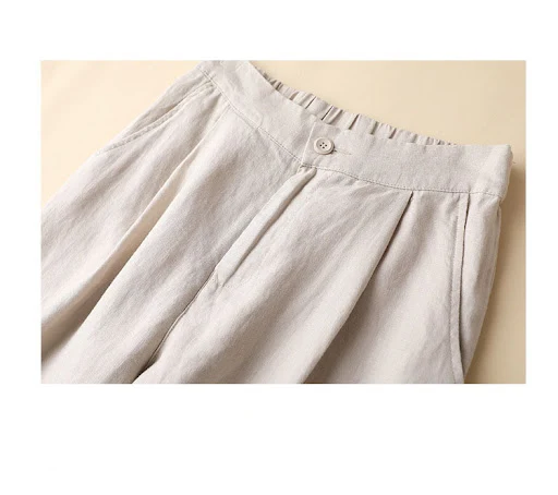 Title 8, Linen plus size cotton and linen solid color ha...