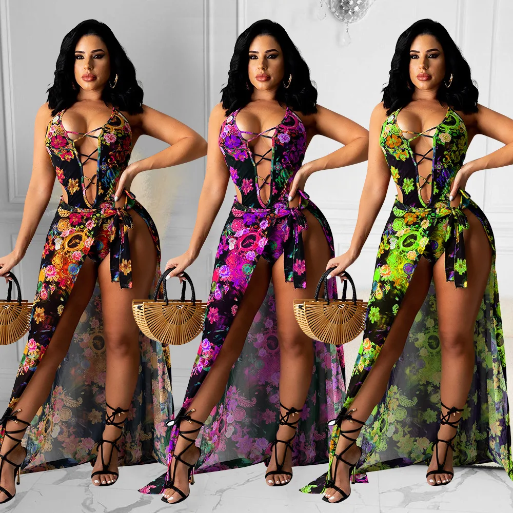 Title 7, Dameskleding Mode Mesh gebonden jumpsuit