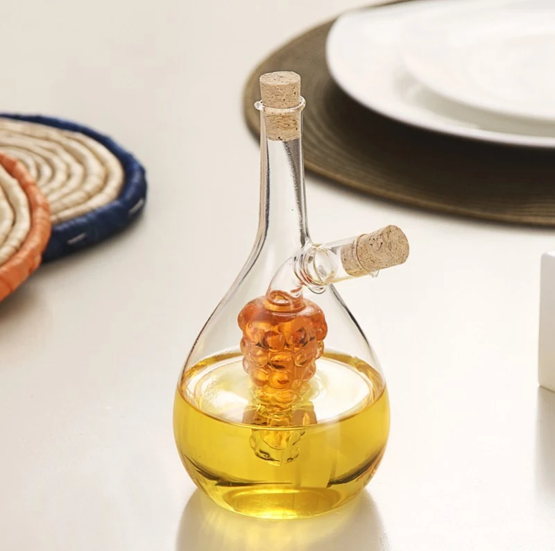 Shaped Glass Vinegar Pot With Cork Stopper. Store and serve your vinegar in style. Elegant and functional for kitchen an — photo 4