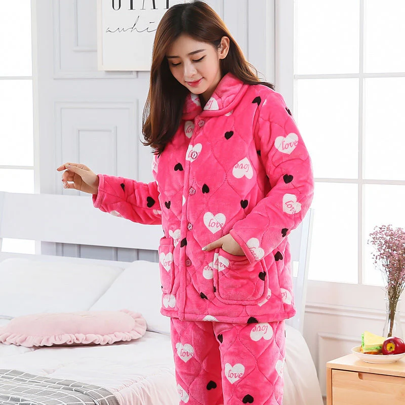 Title 6, Womens Pajamas Winter Thickened Three Layers I...