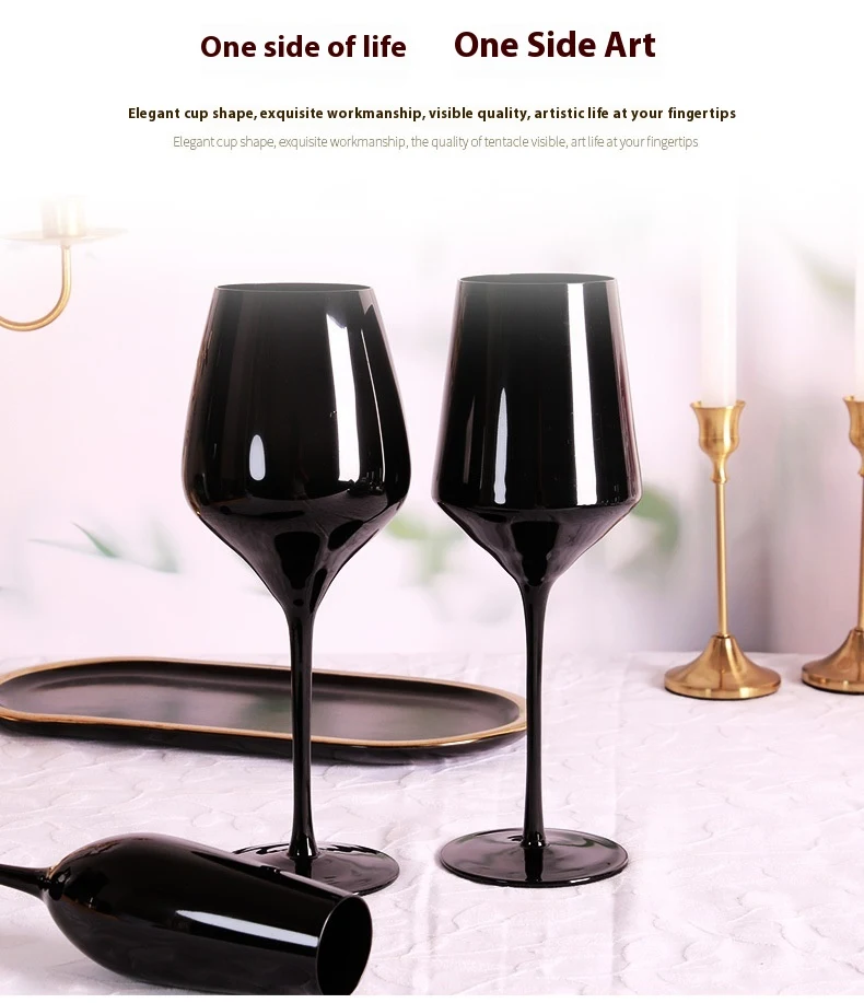 Title 10, Black crystal wine glasses for household use, e...