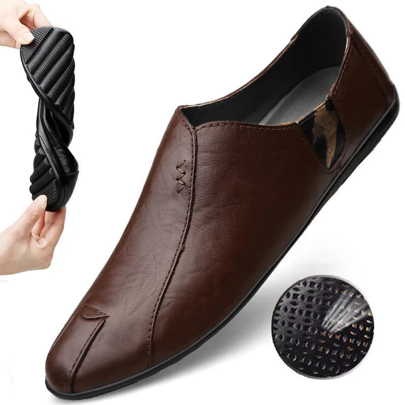 Chaussures homme Peas en cuir souple, semelle souple, confort exceptionnel. Marchez léger avec ces chaussures parfaites. — photo 4