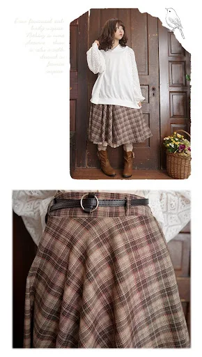 Title 3, Womens Retro Diagonal Plaid Medium Length Skir...