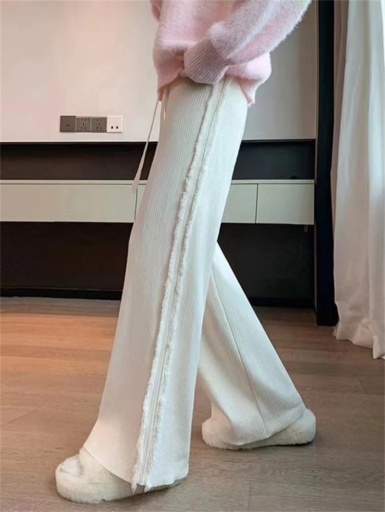 Title 12, Womens Side Tassel Knitted Wide-leg Pants offe...