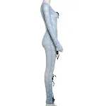 Tuta in pizzo a maniche lunghe da donna Vestibilità aderente ed elegante Perfetta per serate speciali e occasioni formali Valorizza la silhouette — foto 2