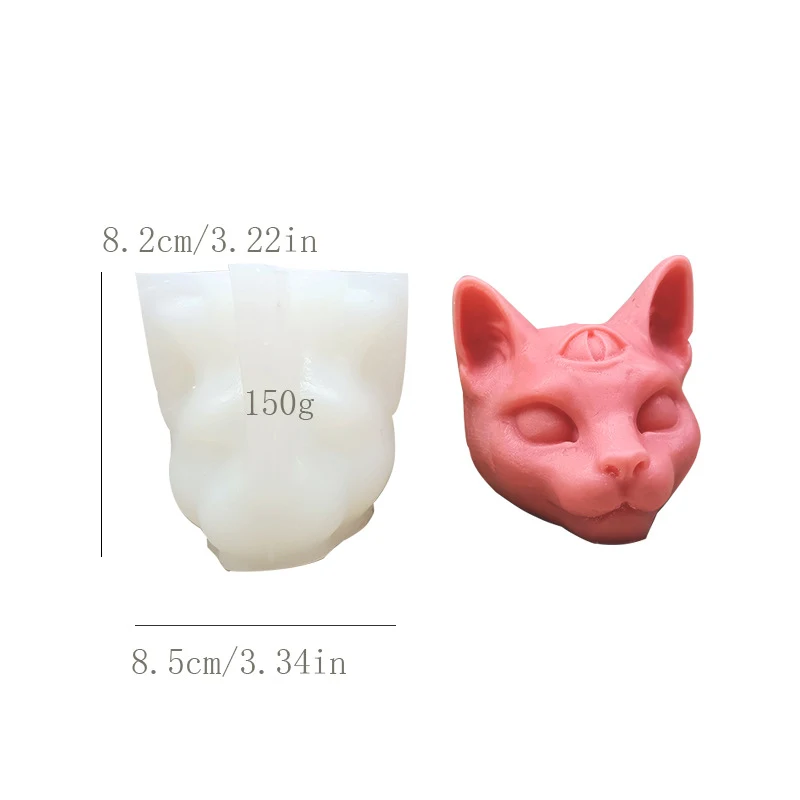 Three-eye Cat Candle Mould Leopard Cat Fragrant Stone Silicone Mold. Make beautiful candles and scented stone creations. — photo 2