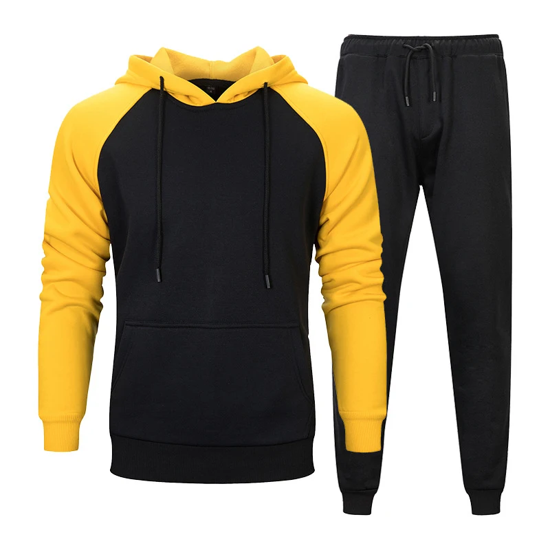 Men's Fashion Trend Color Contrast Hooded Sweater with Solid Waist Trousers for a comfortable, stylish, and everyday wea — photo 9