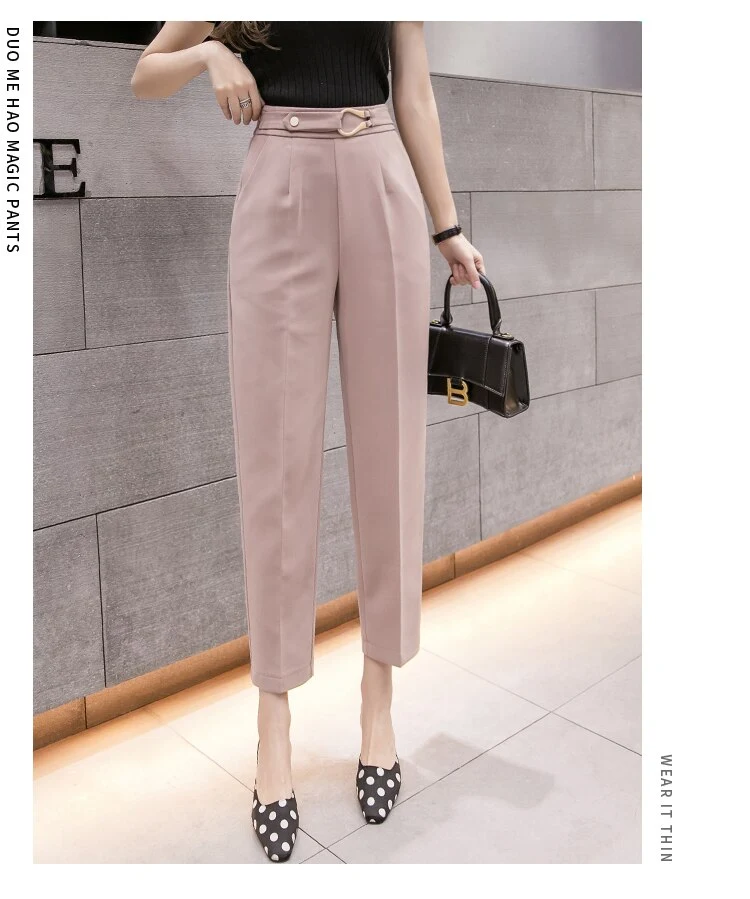 Title 2, Womens Spring New High-Waist Slim Straight-leg...