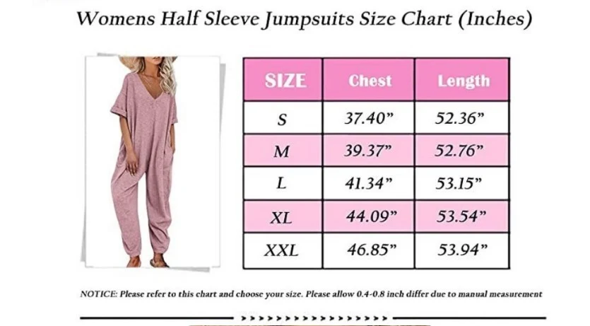 Title 1, Effen kleur V-hals Jumpsuit Halve mouw Enkelgeb...
