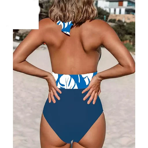 Title 4, Lace Up Neck Deep V Open Back One-piece Bikini ...
