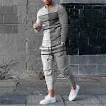 Herren Sweatshirt Anzug mit Rundhalsausschnitt und Streifen Bequemer Freizeitlook für Herren Alltagstauglich und stilvoll Kombiniere Komfort und Mode — foto 11