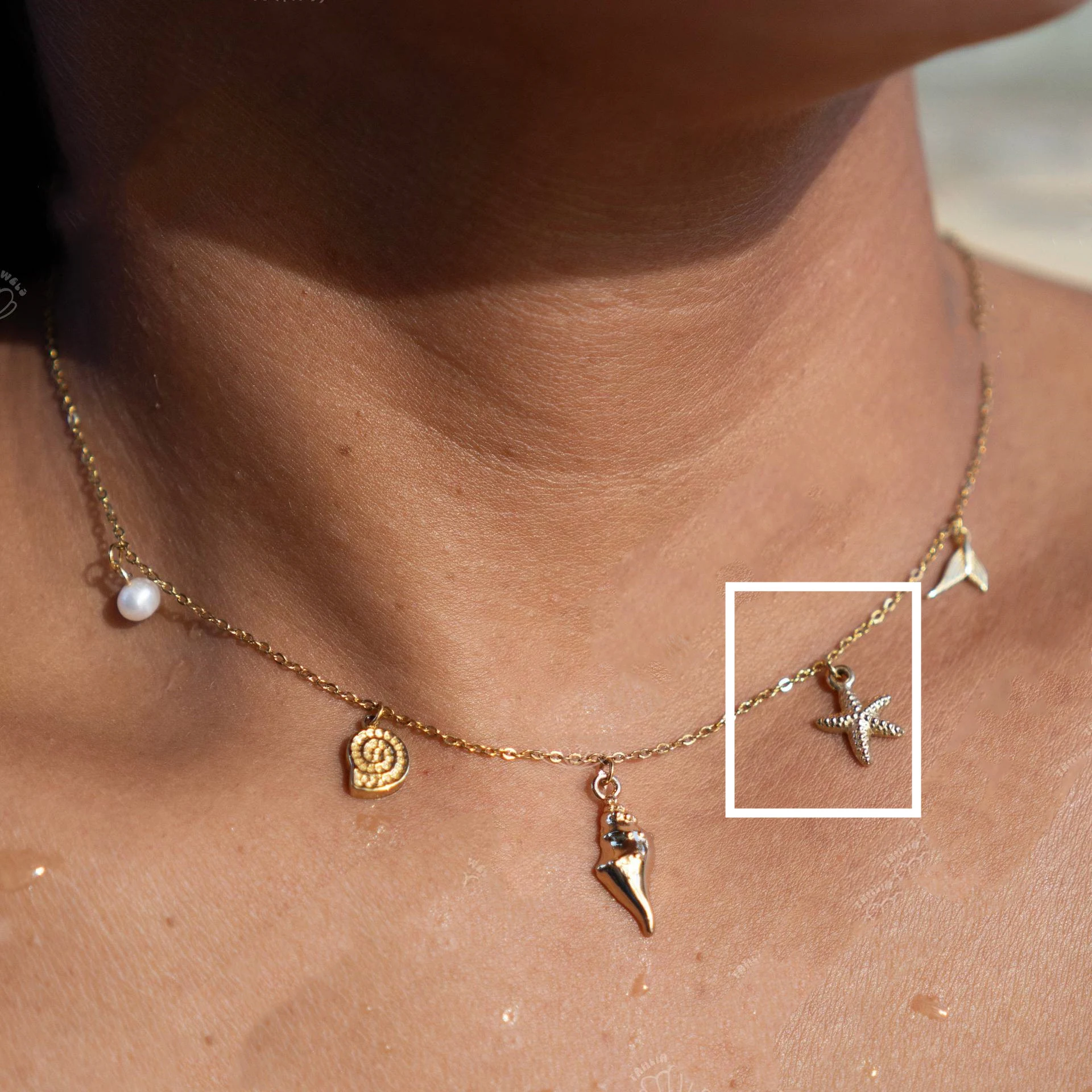 Colar com pingente de estrela do mar oceânica boêmia em aço inoxidável, joia feminina, presente elegante e sofisticado. — foto 3