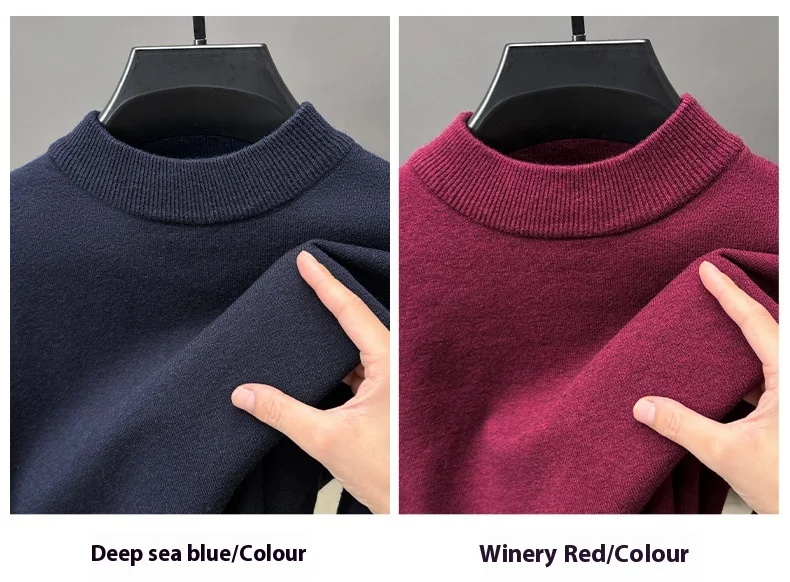 Title 14, Mens Solid Color Knitwear Long Sleeve Half Tur...