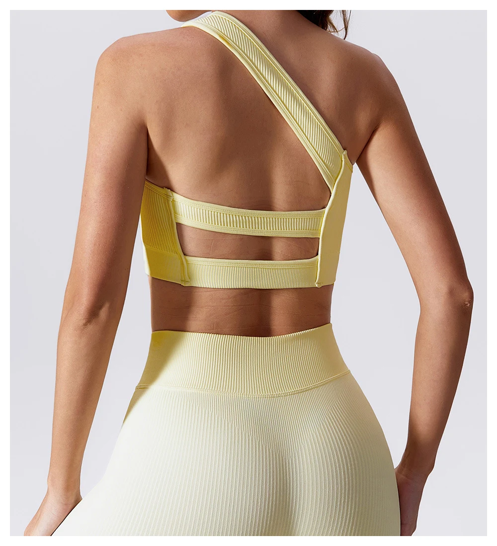 Naadloze Beauty Back Yoga Vest sporttop met één schouder, ideaal voor yoga en sport, biedt comfort en bewegingsvrijheid. — foto 18
