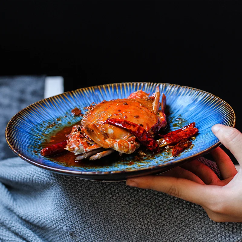 Creative Western Steak Plate Ceramic Pasta Plate Fruit Salad Plate Japanese Embossed Household Vegetable Plate — photo 5