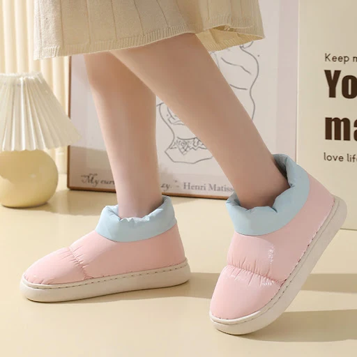 Title 5, Winter thickened warm down cloth home slippers ...