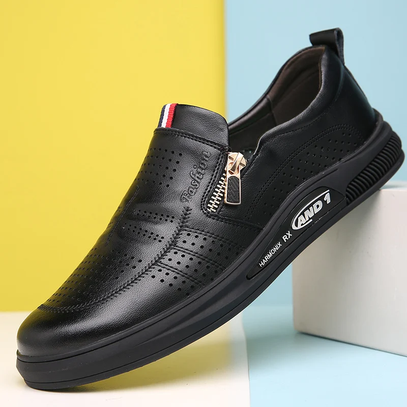 Summer Men's Shoes Fashion Casual Leather Leather Shoes Men's Set Foot Elevated Shoes Breathable Single Shoes — photo 1