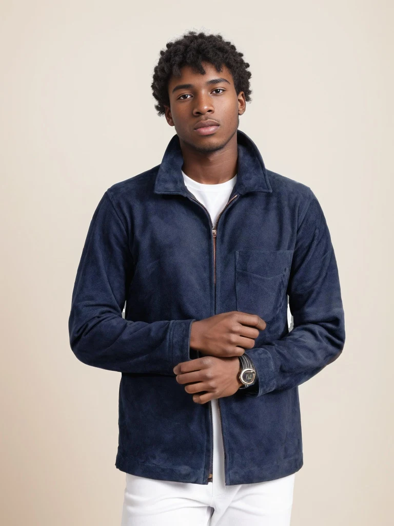 Simple Men's Suede Fabric Jacket Solid Color Fashion City. A stylish and versatile jacket, perfect for everyday wear and — photo 3